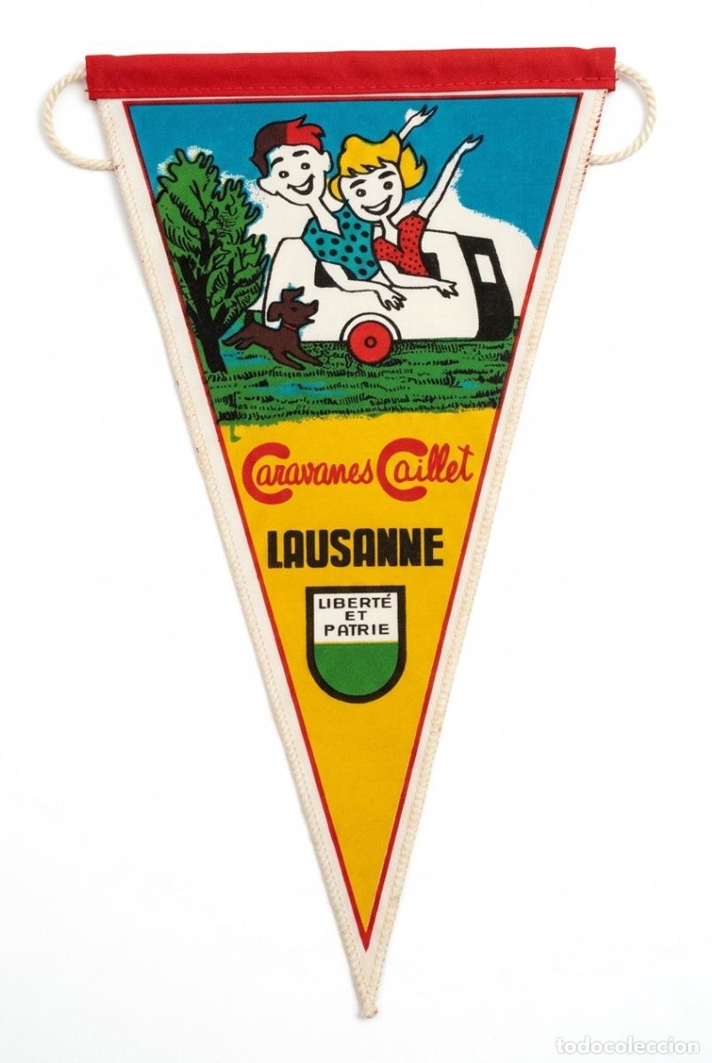 Banderines de colecci&oacute;n: Caravanes Caillet - Lausanne, Suiza - Estilo Mid-Century - Bander&iacute;n vintage