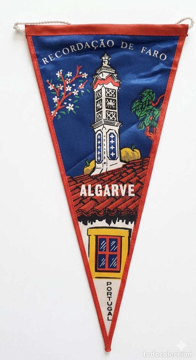 Banderines de colecci&oacute;n: Algarve - Portugal - Recorda&ccedil;&atilde;o de Faro - Bander&iacute;n vintage