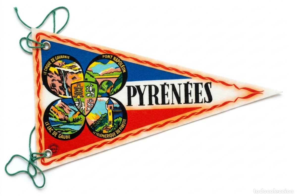 Banderines de colecci&oacute;n: Pyr&eacute;n&eacute;es - Pirineos Franceses - Gavarnie y Lac de Gaube - Bander&iacute;n vintage