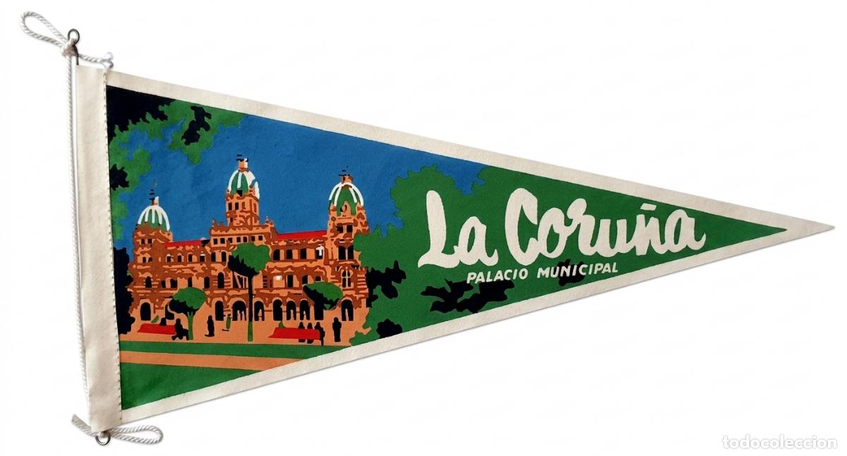 Banderines de colecci&oacute;n: Coru&ntilde;a - Galicia - Palacio Municipal - Bander&iacute;n vintage