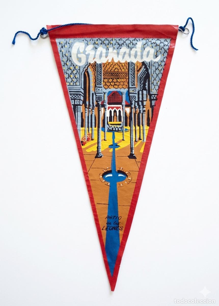 Banderines de colecci&oacute;n: Granada - Espa&ntilde;a - Patio de los Leones (Alhambra) - Bander&iacute;n vintage