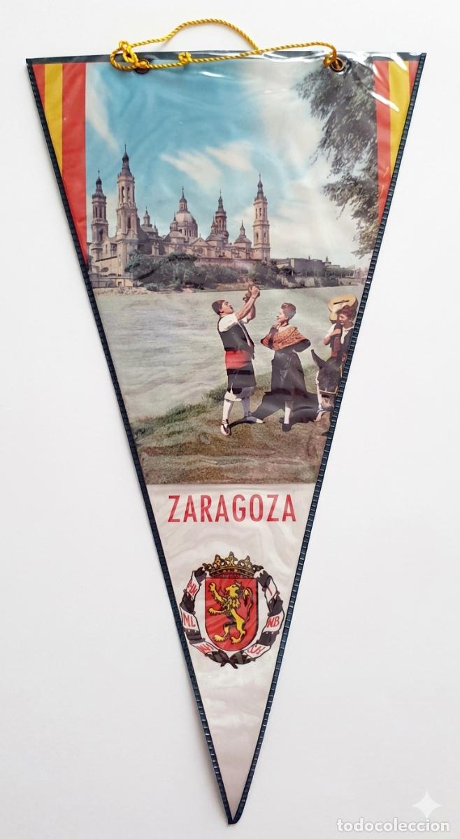 Banderines de colecci&oacute;n: Zaragoza - Arag&oacute;n - Bas&iacute;lica del Pilar y Folclore - Bander&iacute;n vintage
