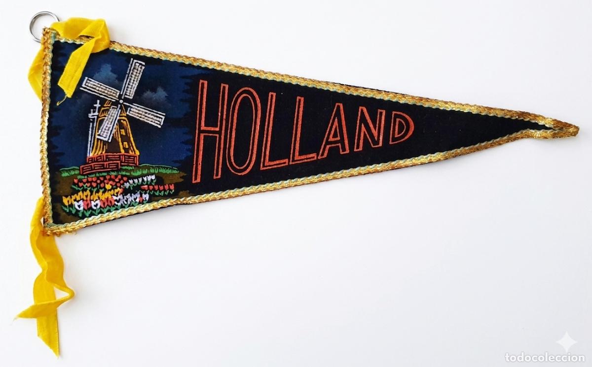 Banderines de colecci&oacute;n: Holland - Holanda - Molino y tulipanes - Bander&iacute;n vintage