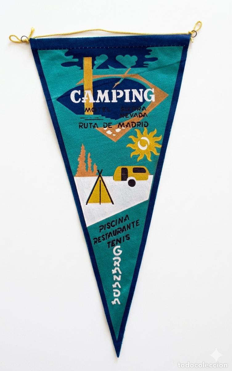 Banderines de colecci&oacute;n: Camping Sierra Nevada - Granada - Ruta de Madrid - Bander&iacute;n vintage