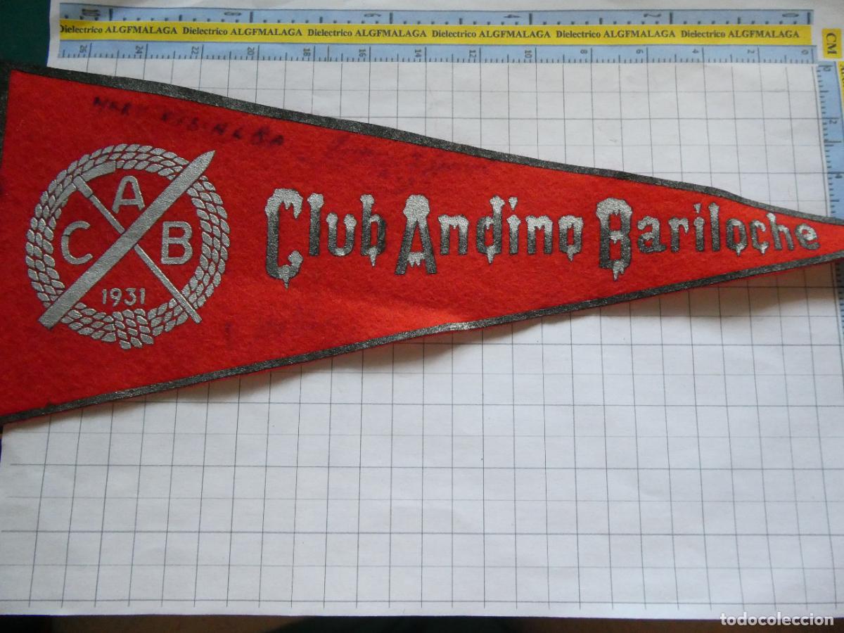 Banderines de colecci&oacute;n: ANTIGUO BANDER&Iacute;N TURISMO SOUVENIR A&Ntilde;OS 50 60. ARGENTINA. CLUB ANDINO BARILOCHE ALPINISTAS MONTA&Ntilde;EROS