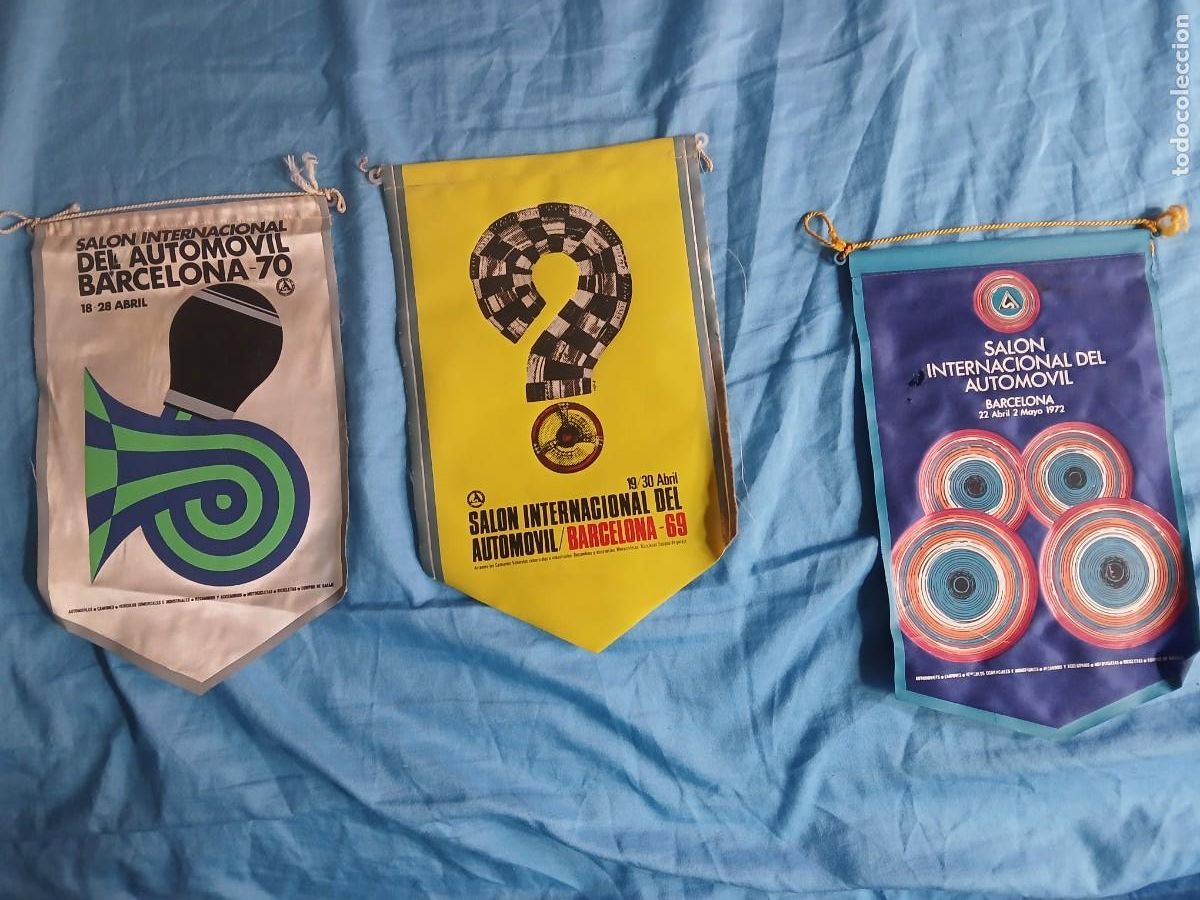 Banderines de colecci&oacute;n: Antiguo banderin sal&oacute;n internacional del autom&oacute;vil Barcelona a&ntilde;o 1969(24&euro;)a&ntilde;o 1970(20&euro;)a&ntilde;o 1972(18&euro;)