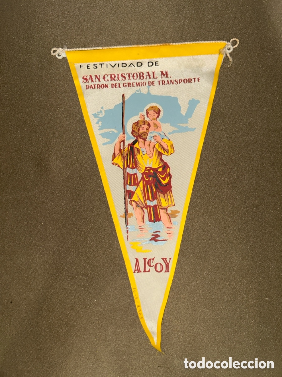 Banderines de colecci&oacute;n: ANTIGUO BANDER&Iacute;N FESTIVIDAD DE SAN CRIST&Oacute;BAL ALCOY (ALICANTE)