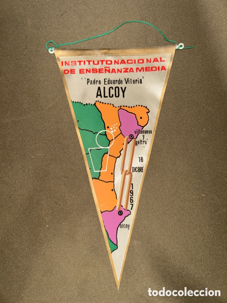 Banderines de colecci&oacute;n: ANTIGUO BANDER&Iacute;N INSTITUTO NACIONAL DE ENSE&Ntilde;ANZA MEDIA ALCOY (ALICANTE)