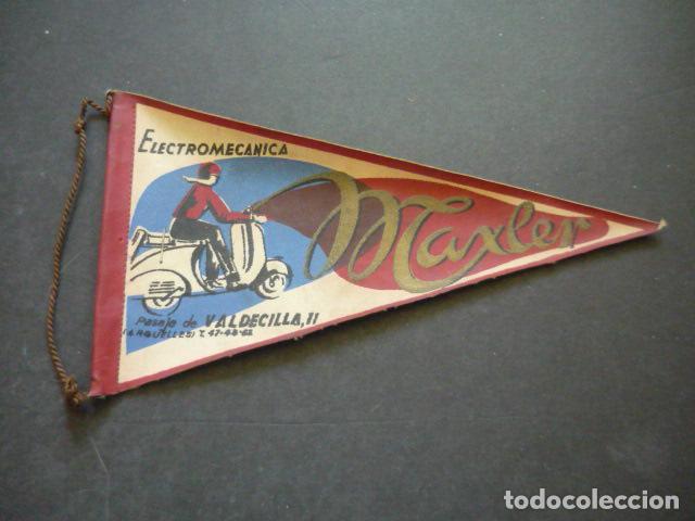 Banderines de colecci&oacute;n: BANDERIN TALLER ELECTROMECANICA MOTOCICLETAS MAXLER MADRID BARRIO POZAS ARG&Uuml;ELLES