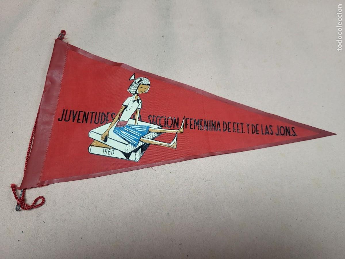 Banderines de colecci&oacute;n: ANTIGUO BANDERIN JUVENTUDES SECCION FEMENINA FET JONS FRANQUISMO CUESTACION 1960