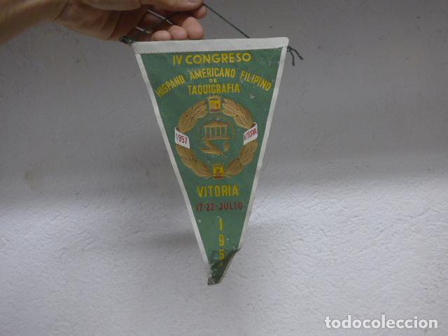 Banderines de colecci&oacute;n: Antiguo banderin del IV Congreso Hispano americano Filipino de Taquigrafia, 1957, Vitoria Pais vasco