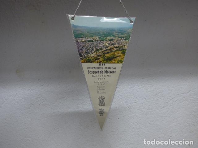 Banderines de colecci&oacute;n: Antiguo banderin del Campamento Bosquet de Moixent, 1970, AVANT excurisionista, Valencia