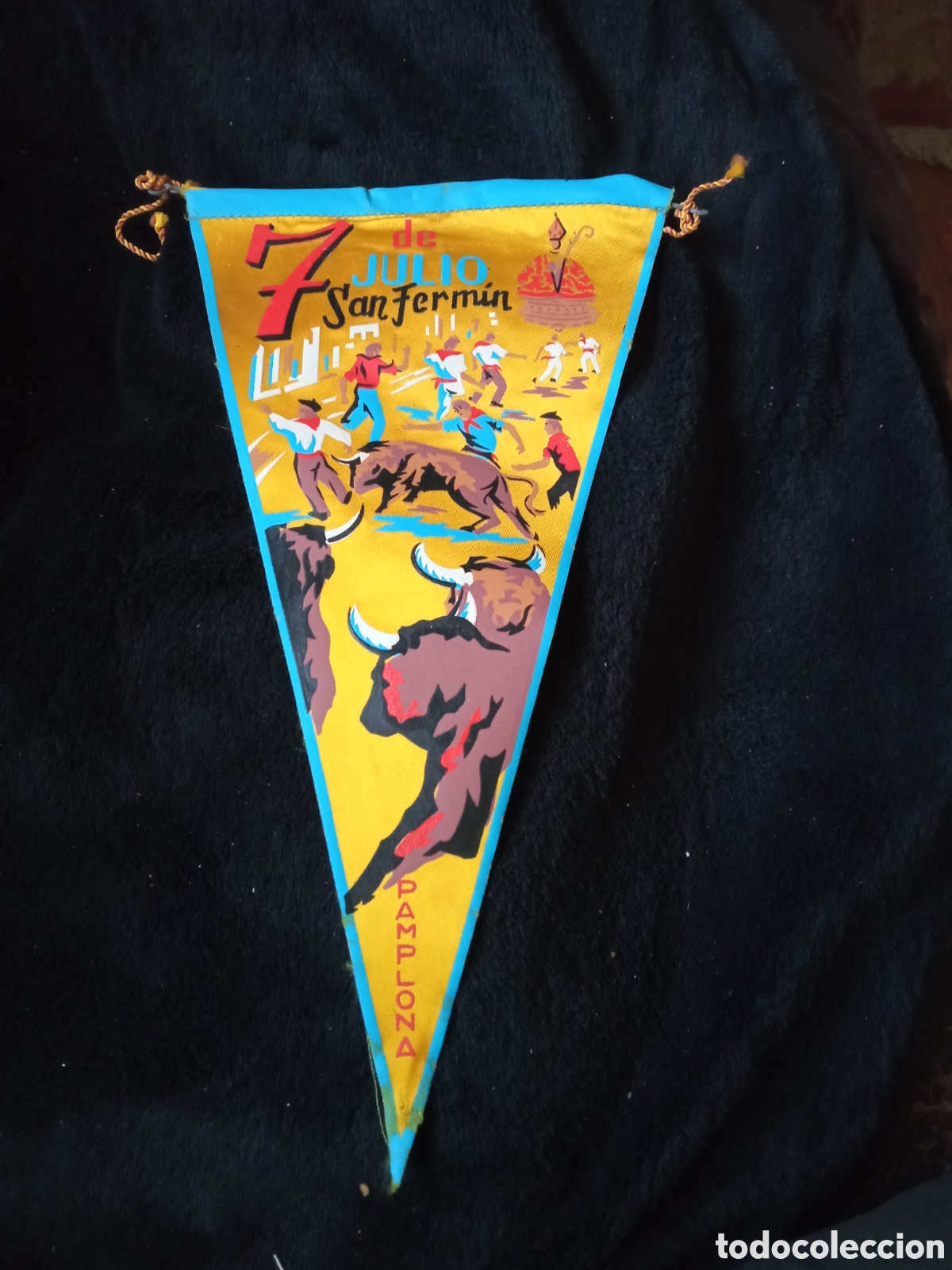 Banderines de colecci&oacute;n: Antiguo banderin, 7 de Julio, San Fermin, Pamplona, mide 27 cm de altura