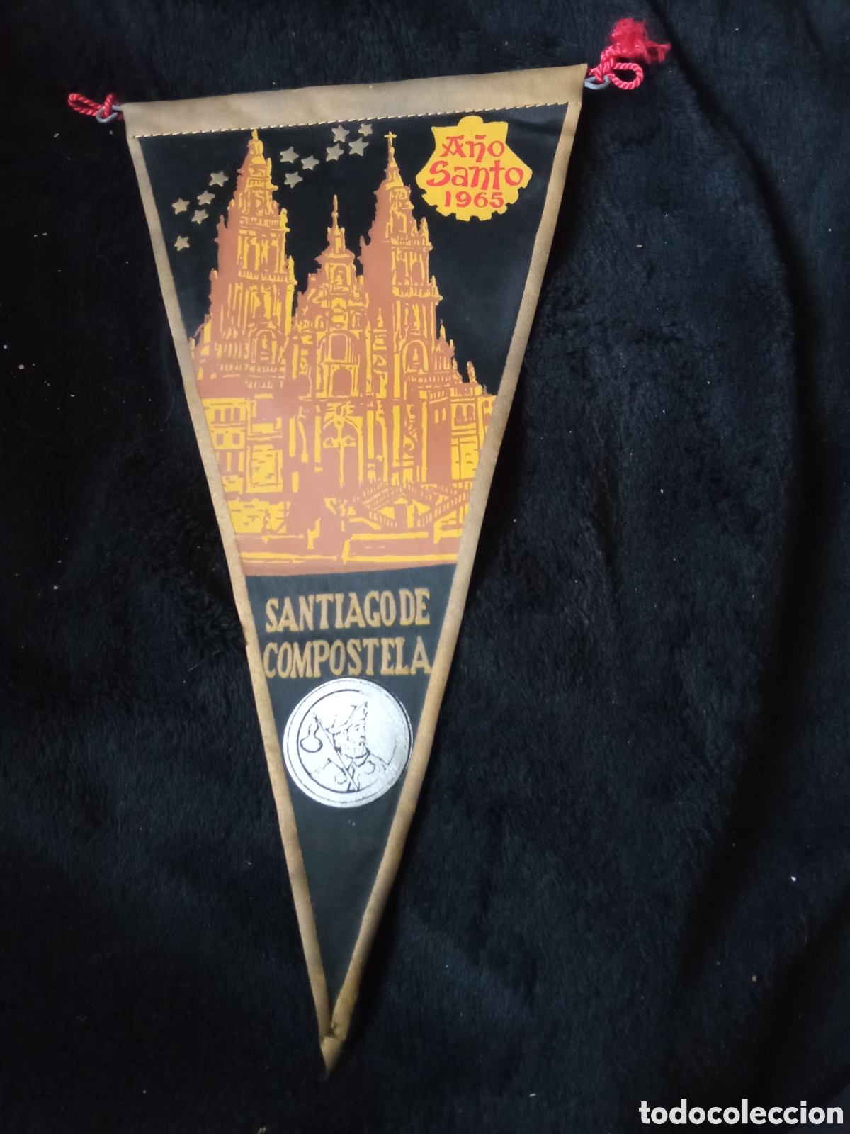 Banderines de colecci&oacute;n: Antiguo banderin, Santiago de Compostela, A&ntilde;o Santo de 1965,mide 25,5 cm de altura