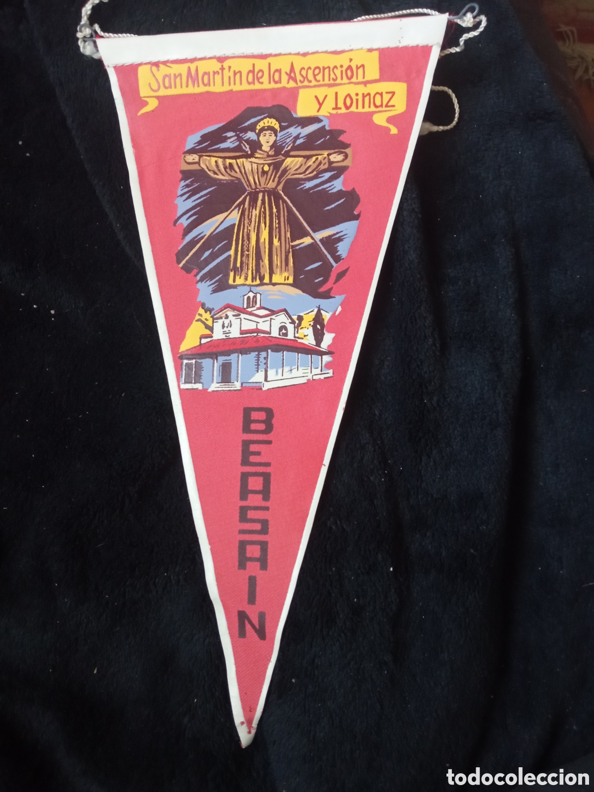 Banderines de colecci&oacute;n: Antiguo banderin, San Mart&iacute;n de la Ascensi&oacute;n y Loinaz, Beasain, mide 27,5 cm de altura