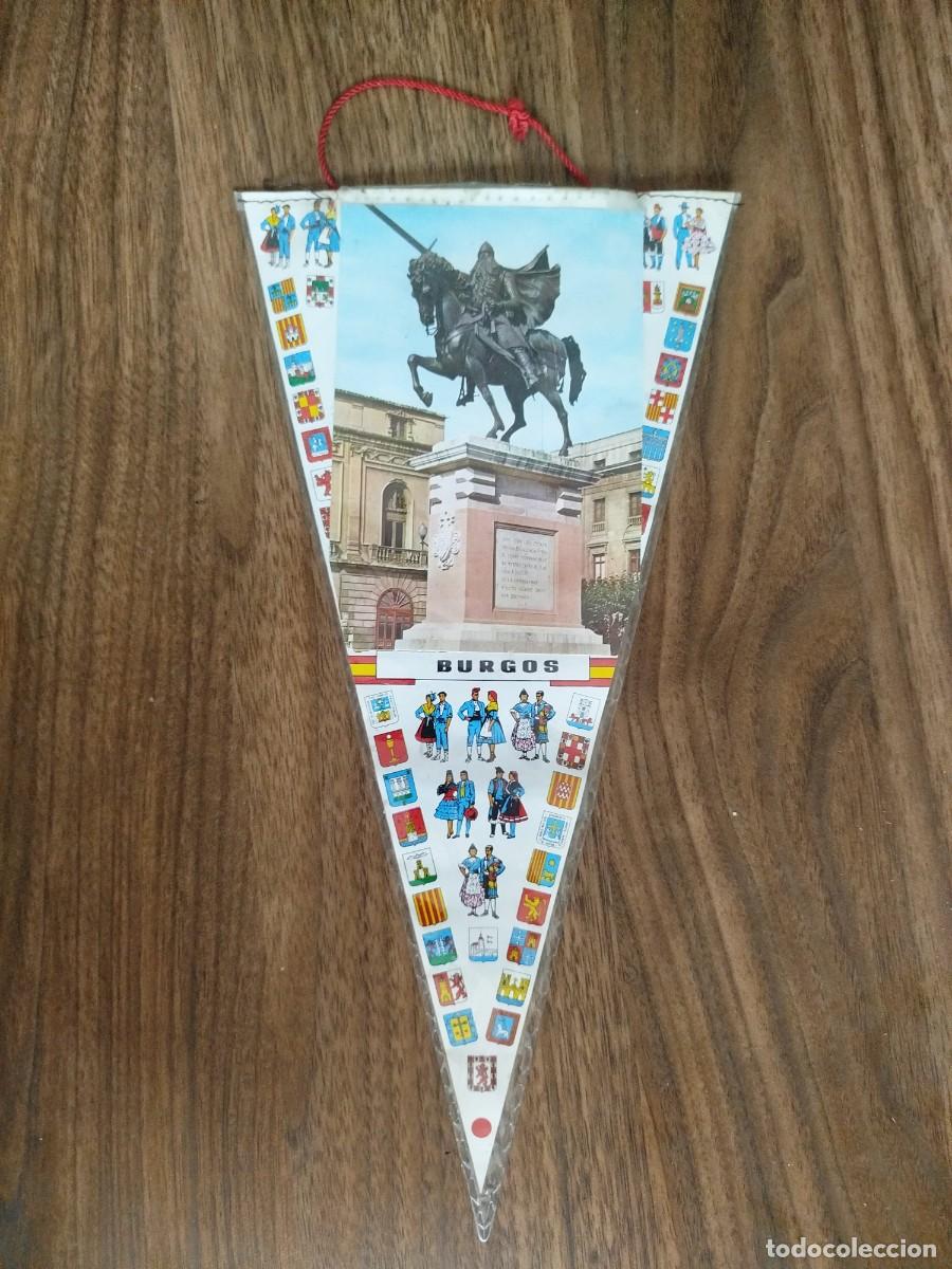 Banderines de colecci&oacute;n: Bander&iacute;n Burgos. Estatua Cid. Bandera franquista.