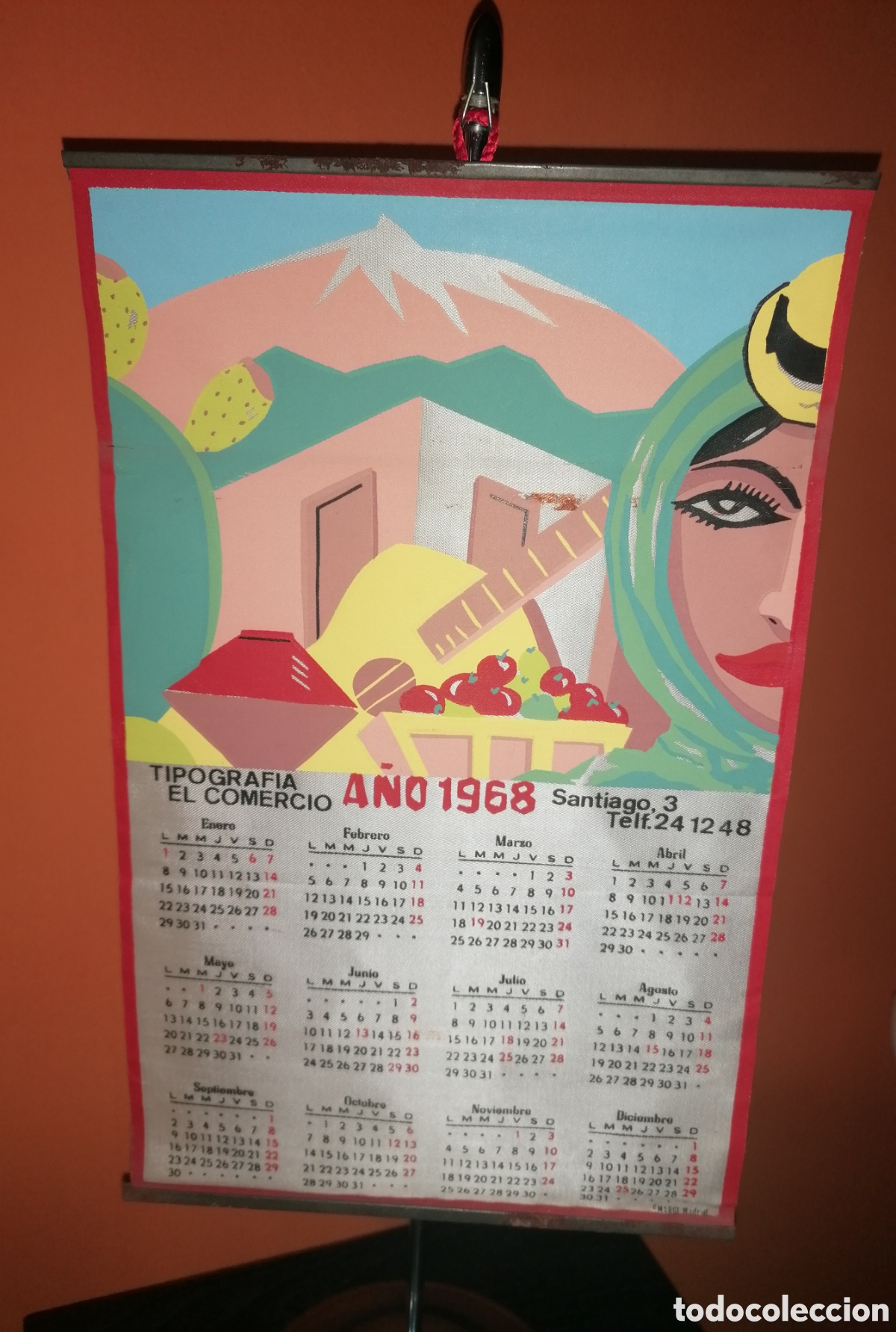 Banderines de colecci&oacute;n: Antiguo bander&iacute;n almanaque publicidad de Canarias - A&ntilde;o 1968