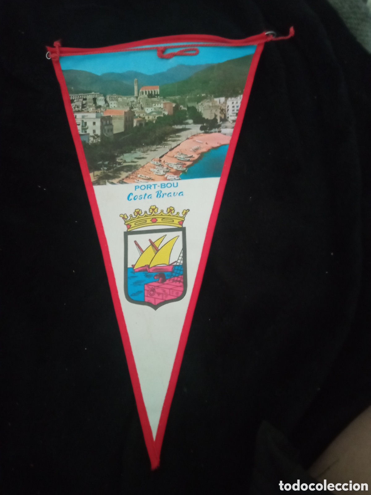 Banderines de colecci&oacute;n: Antiguo banderin, Port-Bou, Costa Brava, 26 cm de altura