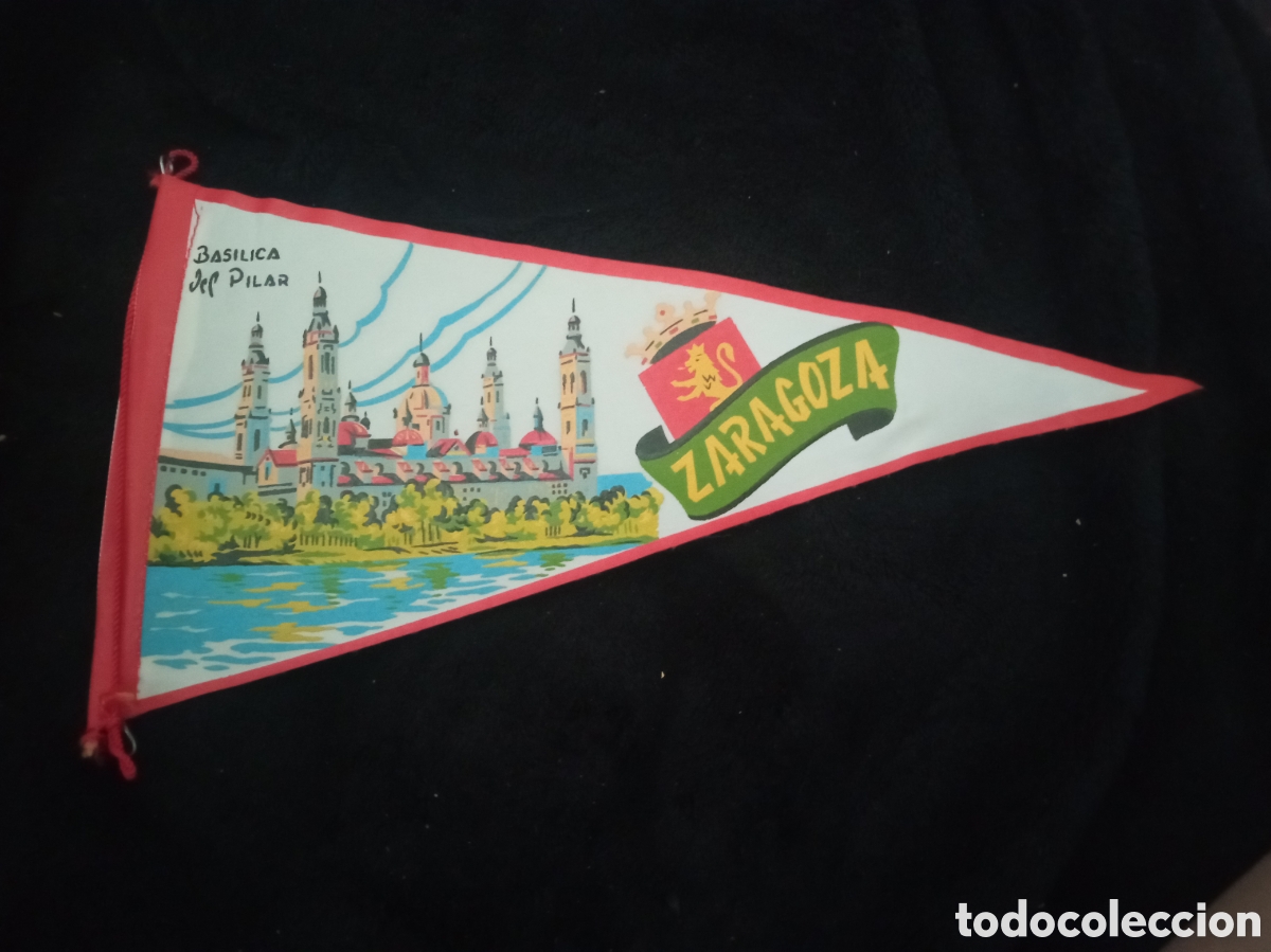 Banderines de colecci&oacute;n: Antiguo banderin, Bas&iacute;lica del Pilar, Zaragoza, 25 cm de altura
