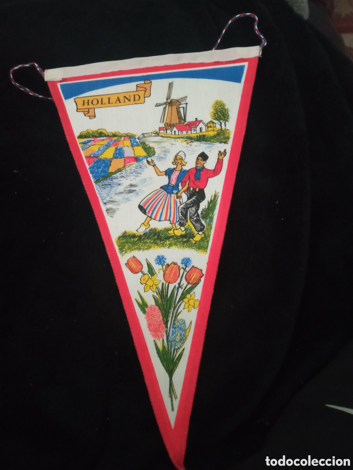 Banderines de colecci&oacute;n: Antiguo banderin a Doble cara de Holanda, 26,5 cm de altura