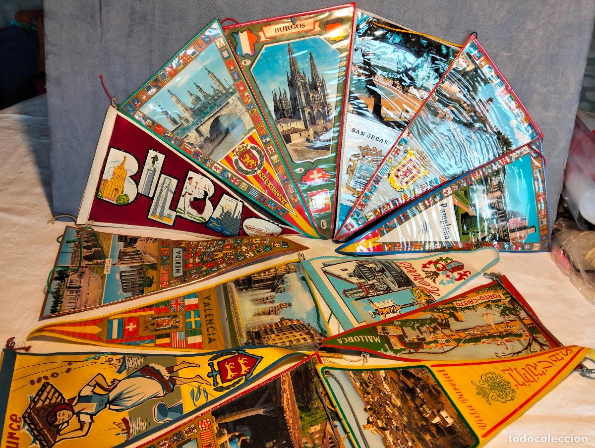 Banderines de colecci&oacute;n: Lote banderines vintage banderas Espa&ntilde;a ciudades y pueblos recuerdo a&ntilde;os 80-90