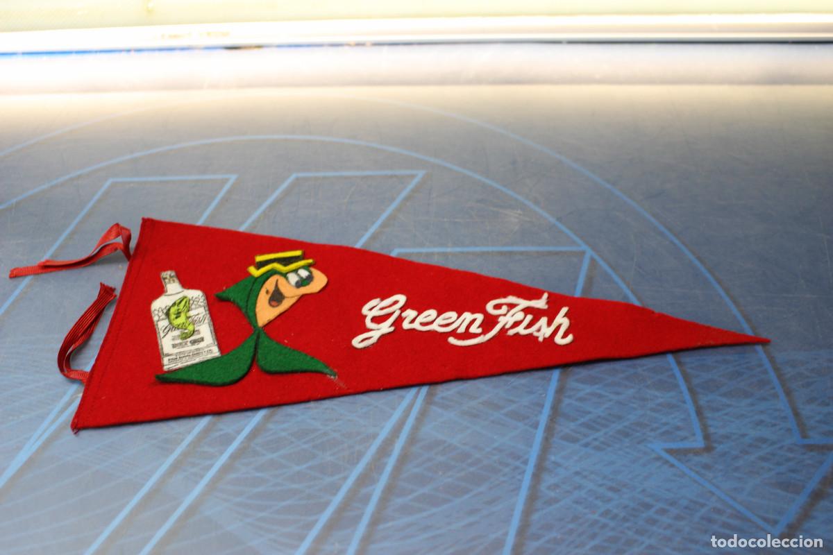 Banderines de colecci&oacute;n: Bander&iacute;n publicitario antiguo ginebra Green-Fish.