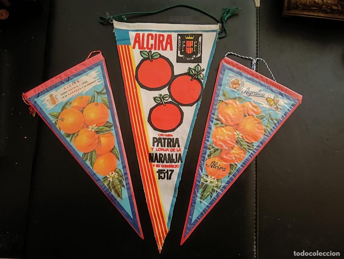 Banderines de colecci&oacute;n: 3 BANDERINES AGRALCO AGRIOS ALCIRE&Ntilde;OS EN COOPERATIVA - COMERCIO Y LONJA DE NARANJA ALCIRA DESDE 1517