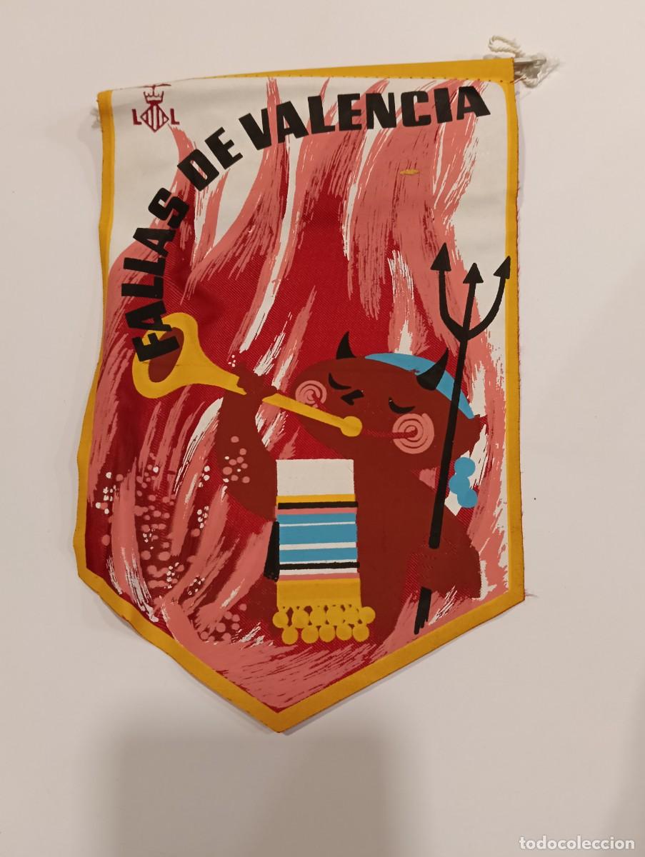 Banderines de colecci&oacute;n: Antiguo bander&iacute;n vintage Fallas de Valencia - Banderines Soligraph Barcelona (ca. 1960-1970)