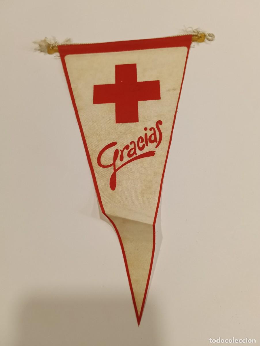 Banderines de colecci&oacute;n: Antiguo bander&iacute;n vintage Cruz Roja &rdquo;Gracias&rdquo; - Impreso en Sol Graph Barcelona (ca. 1960-1970)