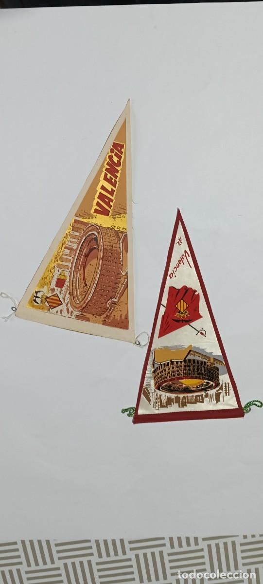 Banderines de colecci&oacute;n: Lote 2 Banderines Tur&iacute;sticos Valencia Plaza de Toros Toros Vintage Souvenir