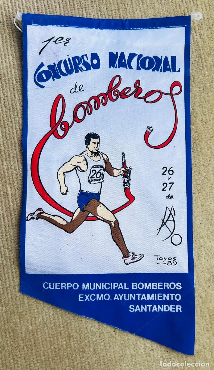Banderines de colecci&oacute;n: Bander&iacute;n 1&ordm; Concurso Nacional de Bomberos (1989) - Cuerpo Municipal Bomberos Ayuntamiento Santander