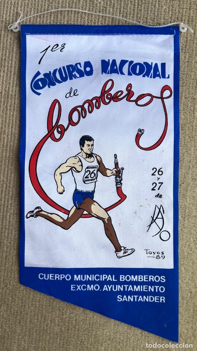 Banderines de colecci&oacute;n: Bander&iacute;n 1&ordm; Concurso Nacional de Bomberos (1989) - Cuerpo Municipal Bomberos Ayuntamiento Santander