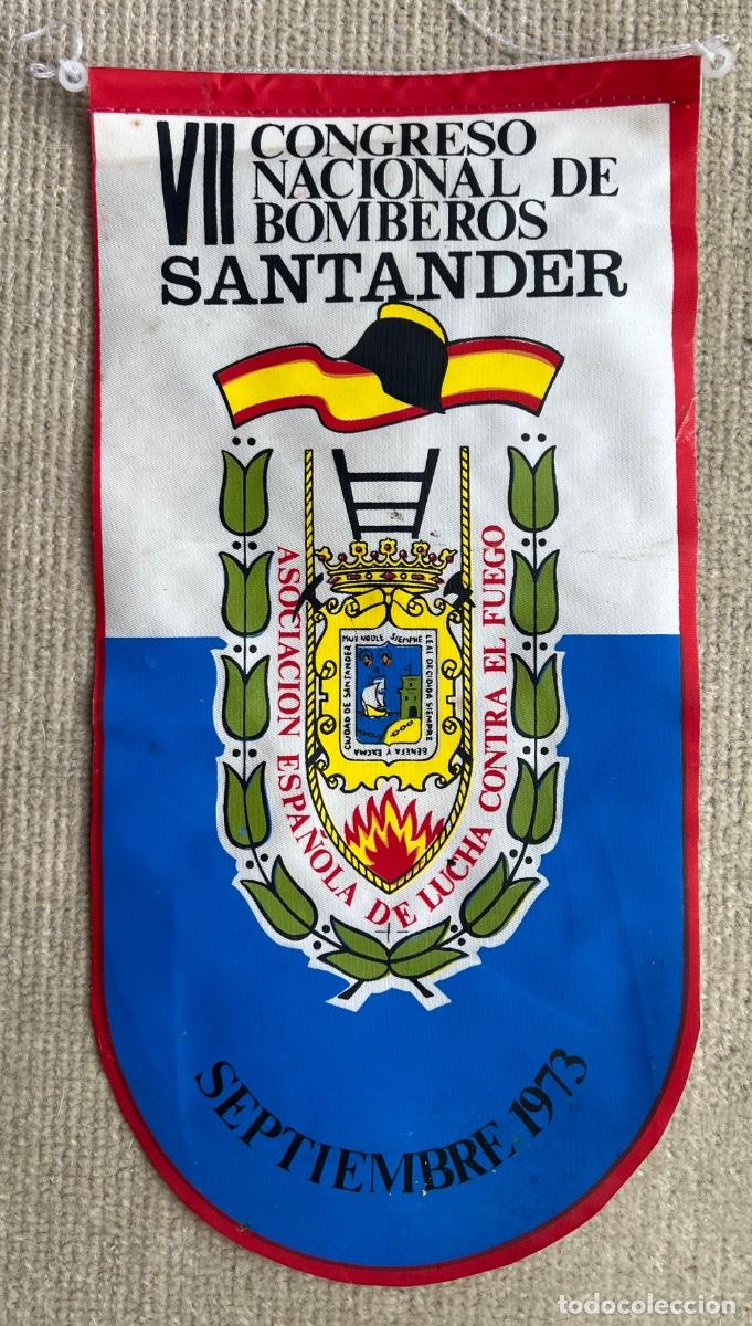 Banderines de colecci&oacute;n: Bander&iacute;n VII Congreso Nacional de Bomberos - Santander, 1973 - Asoc. Espa&ntilde;ola Lucha contra el Fuego