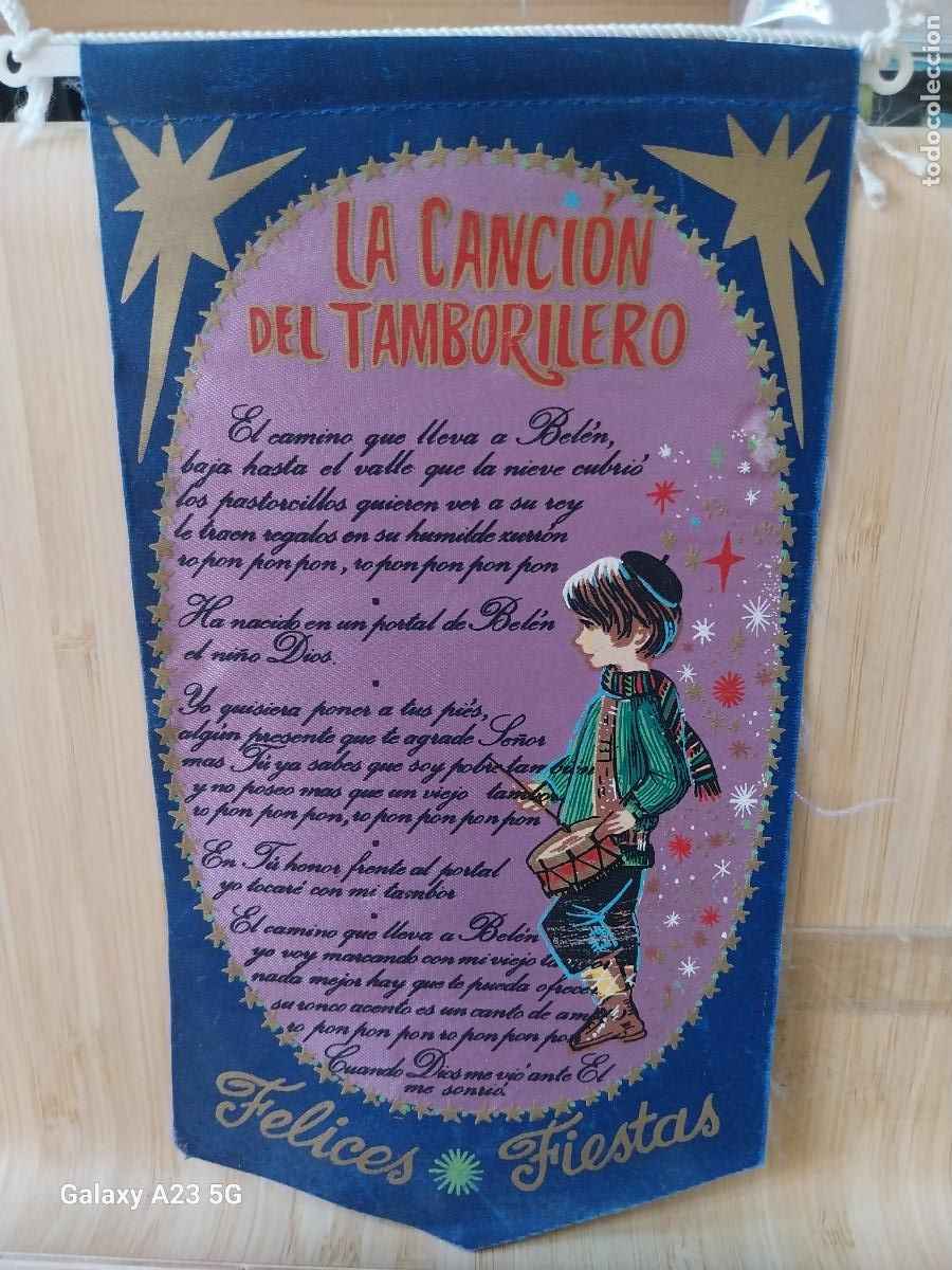 Banderines de colecci&oacute;n: NAVIDAD BANDERIN CANCION TAMBORILERO TEXTIL 21X11.3CMS ORIGINAL VINTAGE