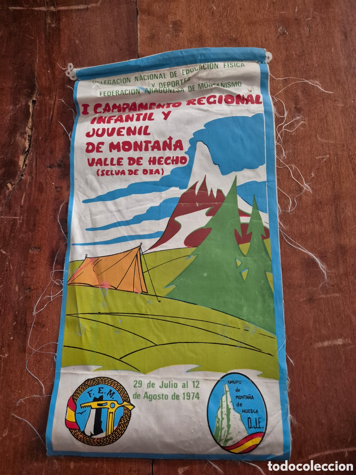 Banderines de colecci&oacute;n: BANDERIN 1974 FEDERACIIN ARAGONESA MONTA&Ntilde;ISMO OJE HECHO OZA I CAMPAMENTO INFANTIL