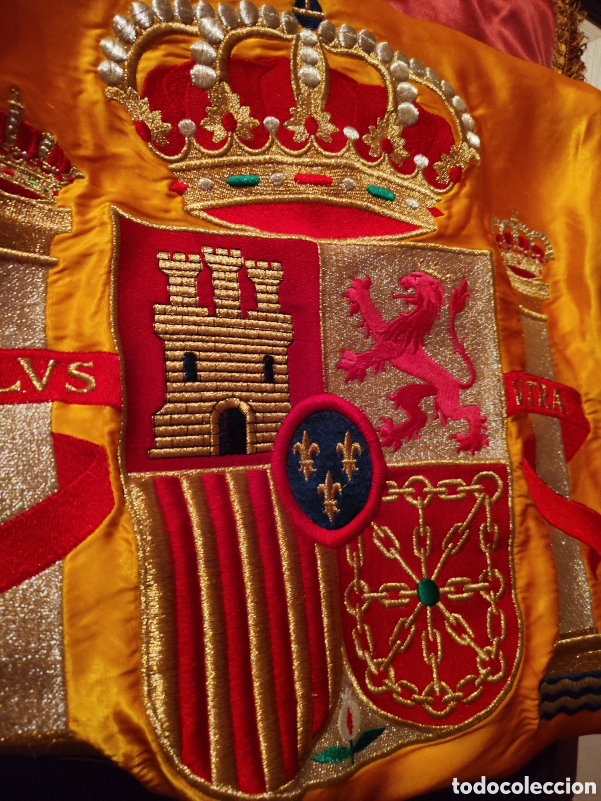 Banderines de colecci&oacute;n: Antigua bandera de Espa&ntilde;a bordada