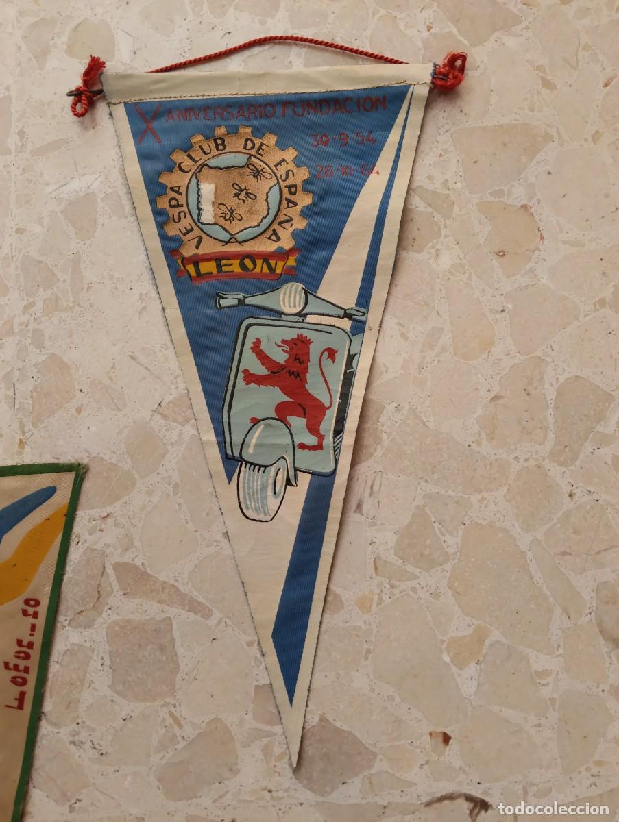 Banderines de colecci&oacute;n: ANTIGUO BANDERIN DE TELA MOTO CLUB VESPA - LEON - 1954 1964 X ANIVERSARIO FUNDACION - FLAG