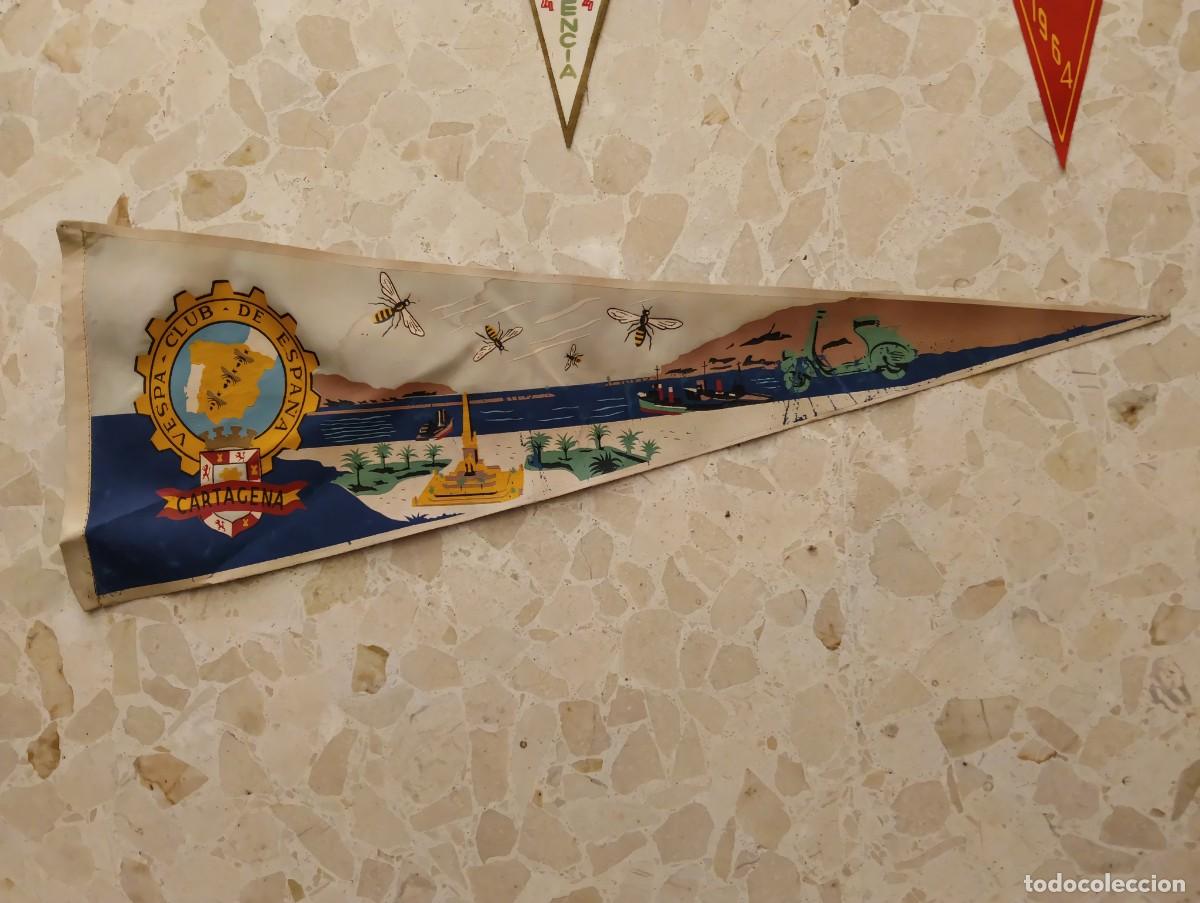 Banderines de colecci&oacute;n: ANTIGUO BANDERIN DE TELA MOTO CLUB VESPA ESPA&Ntilde;A - CARTAGENA - FLAG