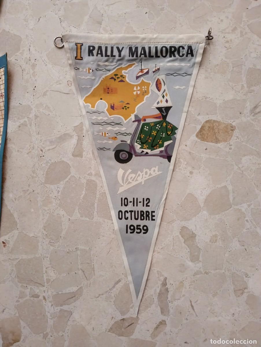 Banderines de colecci&oacute;n: ANTIGUO BANDERIN DE TELA MOTO CLUB VESPA ESPA&Ntilde;A - I RALLY MALLORCA 1959 - FLAG