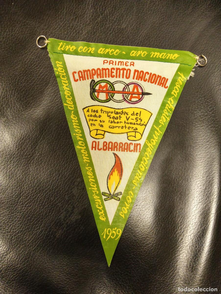 Banderines de colecci&oacute;n: BANDERIN TELA 1959 - I CAMPAMENTO NACIONAL ALBARRACIN - MA - AECC