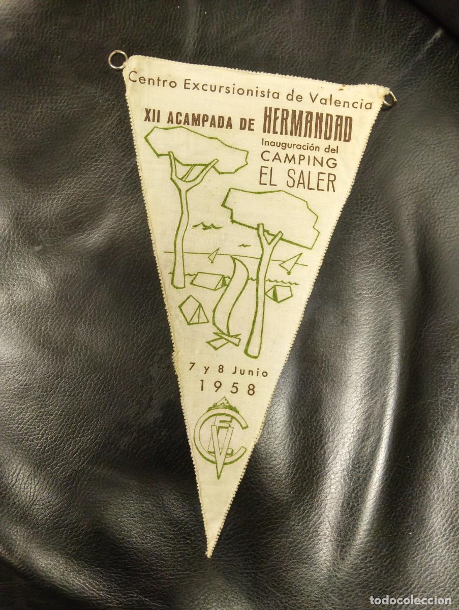 Banderines de colecci&oacute;n: BANDERIN TELA A&Ntilde;OS 50/60 - CEV CENTRO EXCURSIONISTA DE VALENCIA 1958 INAUGURACION CAMPING EL SALER