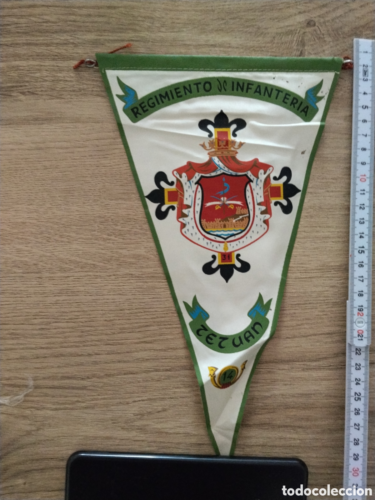 Banderines de colecci&oacute;n: Bander&iacute;n militar &eacute;poca franco regimiento infanter&iacute;a Tetu&aacute;n 14.colonias espa&ntilde;olas.marruecos espa&ntilde;ol.e