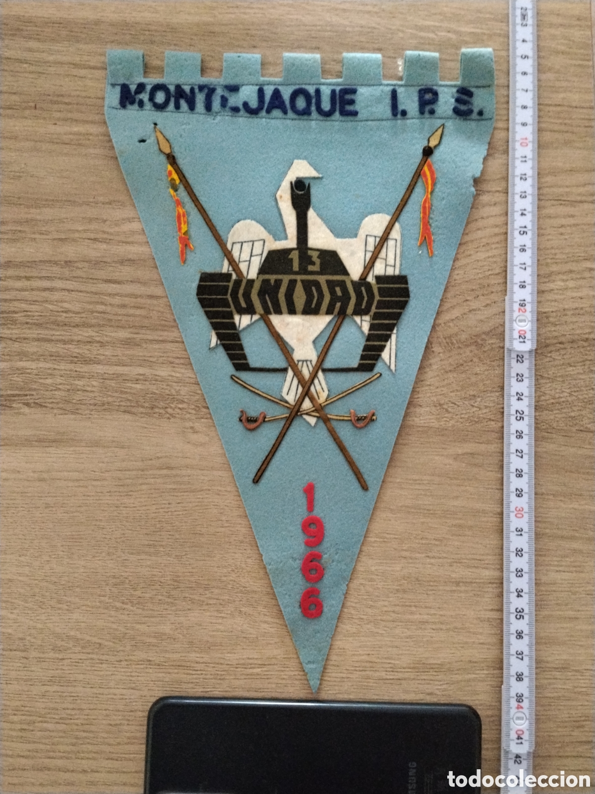 Banderines de colecci&oacute;n: Bander&iacute;n militar &eacute;poca de franco campamento montejaque.milicias universitaria.tanques.ips.milicia