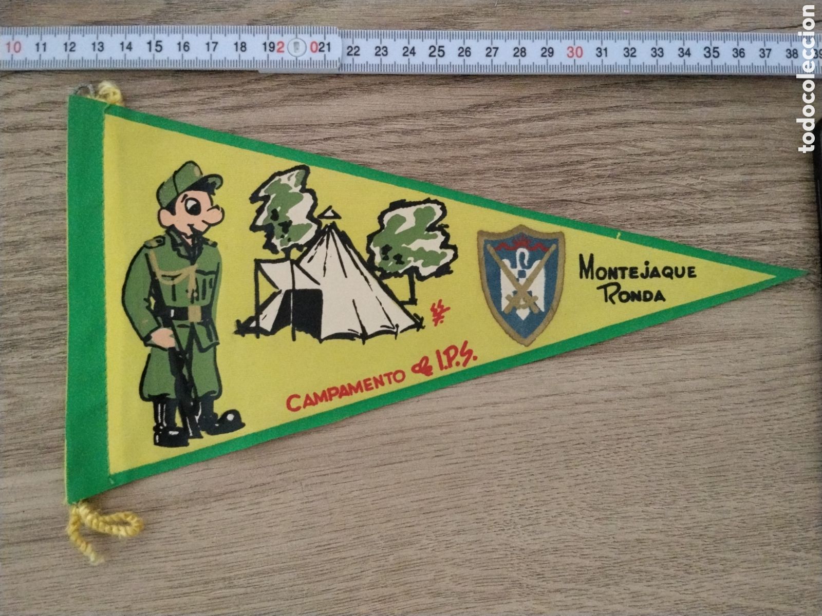 Banderines de colecci&oacute;n: Bander&iacute;n militar &eacute;poca de franco campamento montejaque.milicias universitaria.infanteria.ips.milicia