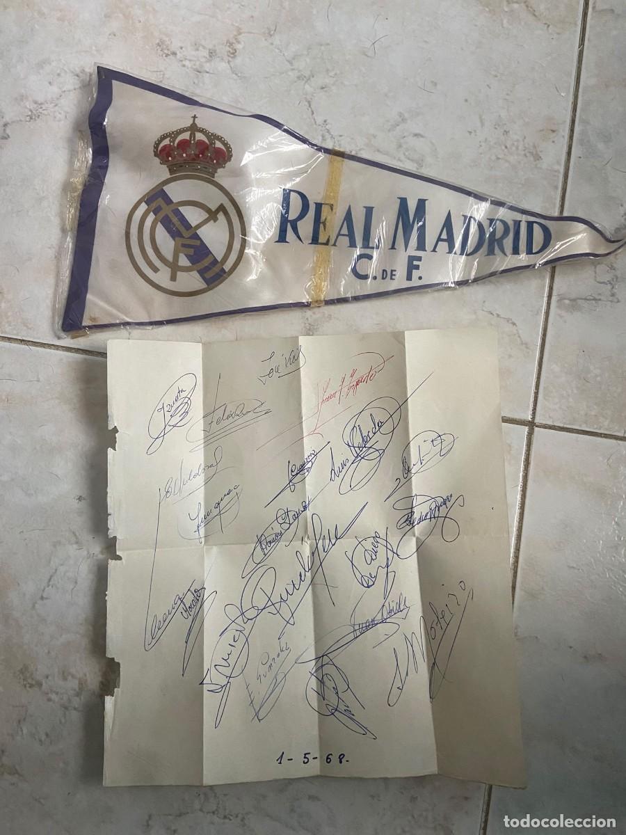 Banderines de colecci&oacute;n: Banderin Real Madrid con firmas de jugadores de los 60 &rdquo;Ye-y&eacute;&rdquo;