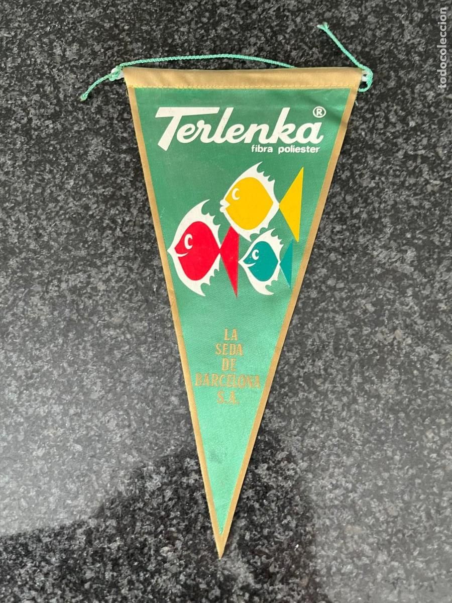 Banderines de colecci&oacute;n: Bander&iacute;n Terlenka fibra poliester la seda de Barcelona a&ntilde;os 60