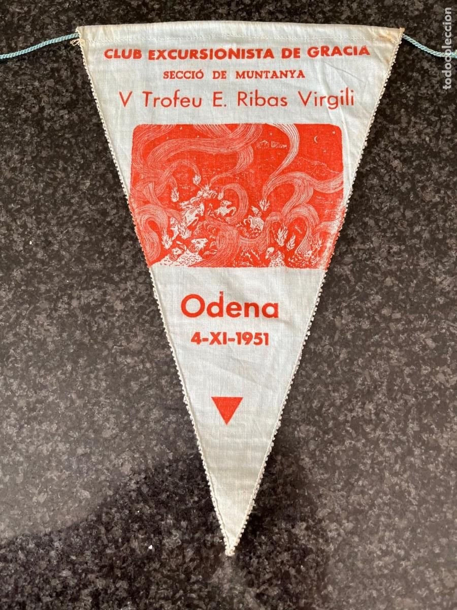 Banderines de colecci&oacute;n: banderin excursionista de Gracia V trofeu E. Ribas Virgili Odena 1951