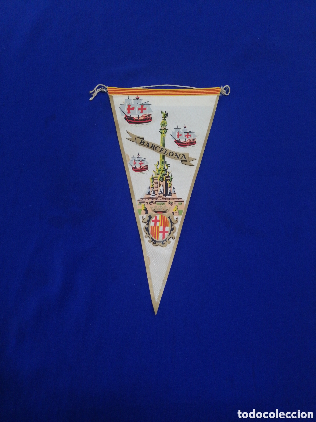 Banderines de colecci&oacute;n: BARCELONA CRIST&Oacute;BAL COLON TRES CARAVELAS BANDERIN ANTIGUO
