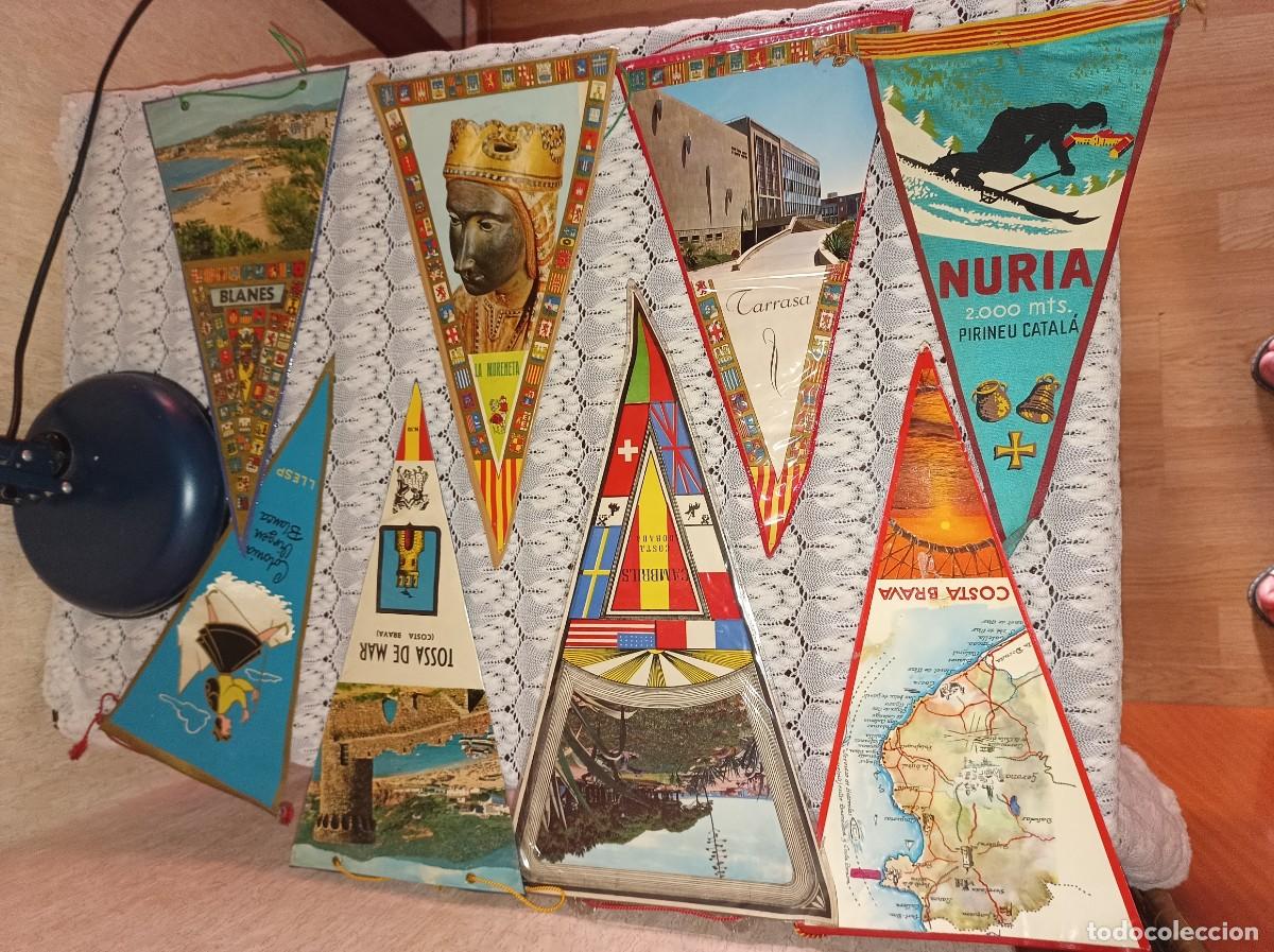Banderines de colecci&oacute;n: 8 Banderines vintage de pueblos y ciudades de Catalunya