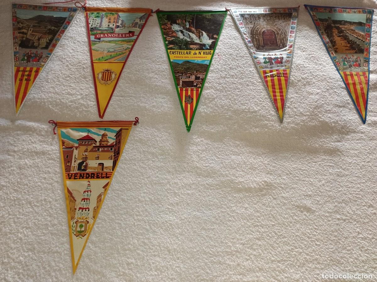 Banderines de colecci&oacute;n: 7 banderines vintage de pueblos y ciudades de Catalunya